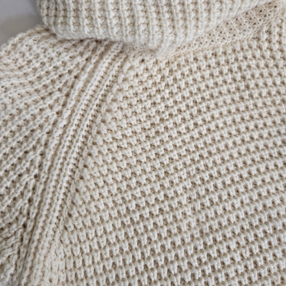 525 America Cream Shaker Turtleneck Sweater cotton knit oversized fit sz Sm - Picture 3 of 11